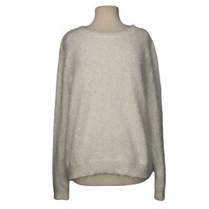 Fuzzy Sweater Knitted Pullover Mudd White Round Neck Women’s Size  XXL